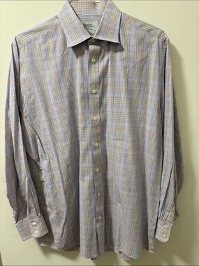 Charles Tyrwhitt Men’s Long Sleeve Button Up Shirt w/multicolor Plaid. Slim Fit.